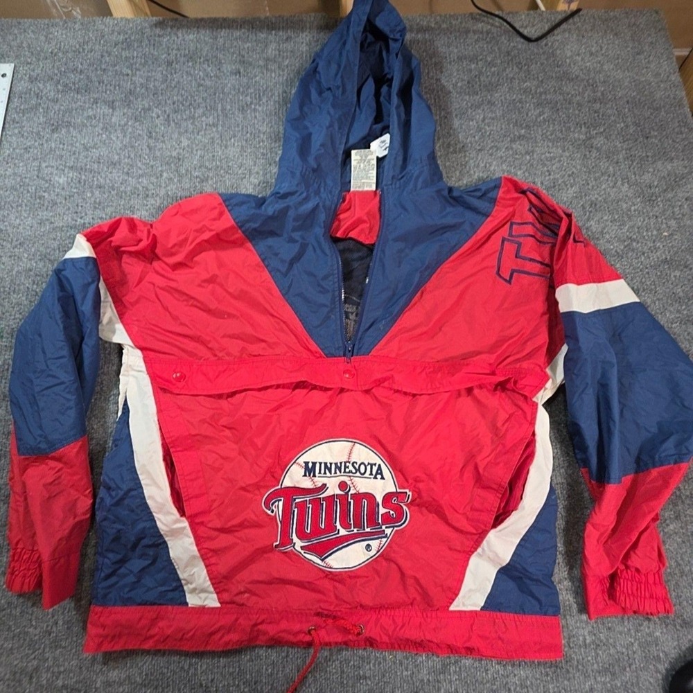 Vintage Minnesota Twins Jacket Mens Large Red MLB Baseball Nutmeg Hooded